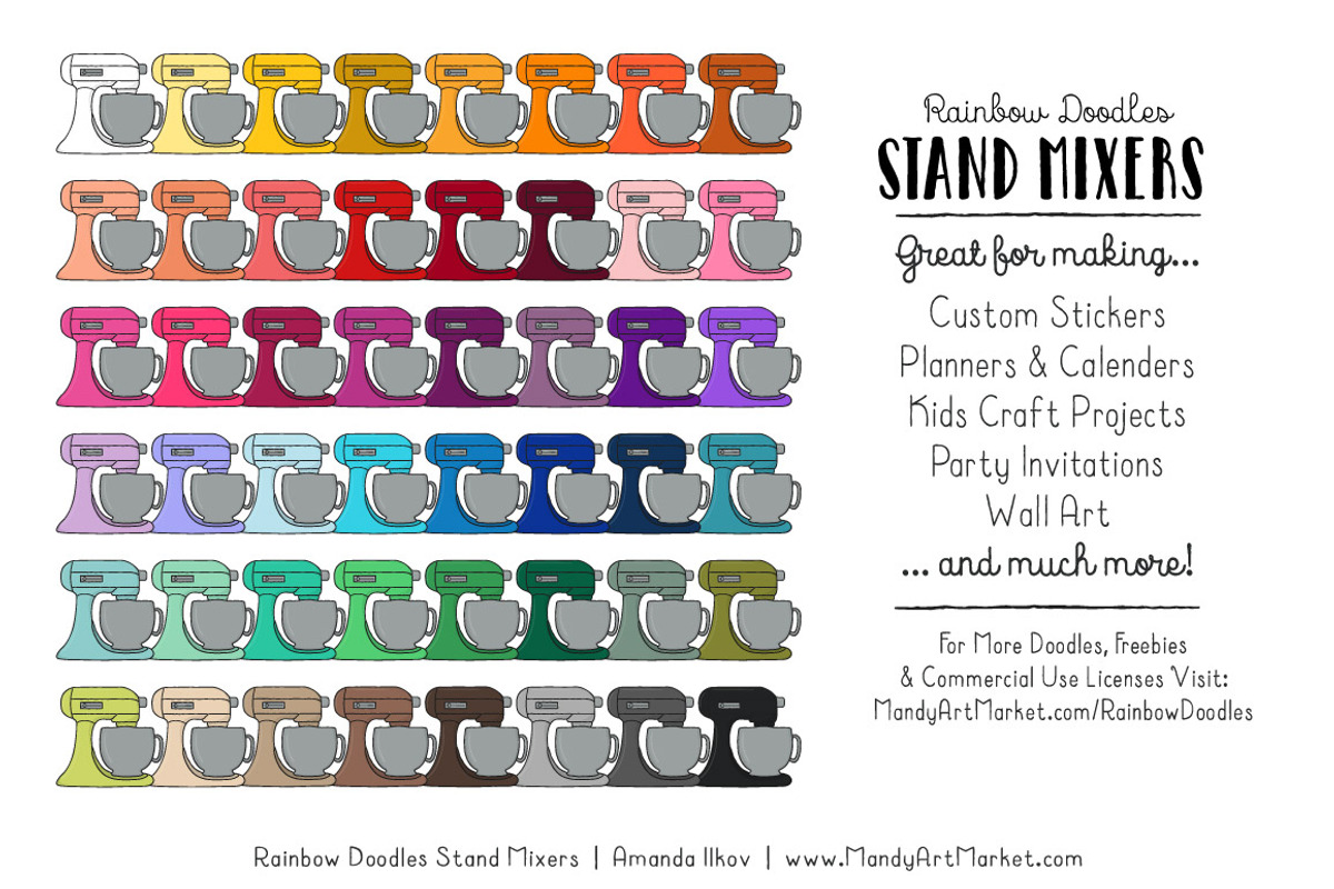 Rainbow Doodles Stand Mixer Clipart, an Illustration by Amanda Ilkov (Photo 3 of 3)