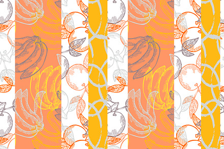 Banana and Orange Seamless Pattern
