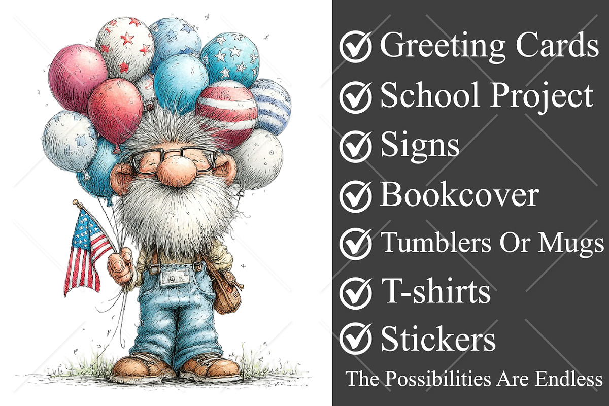 Whimsical 4th of July Grandpa PNG, a Seasonal Illustration by Canvas Craft (Photo 3 of 10)