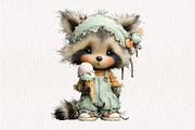 Summer Funny Raccoon Clipart, an Illustration by CreationArt (Thumbnail 9 of 10)