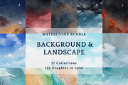 BUNDLE | Watercolor Backgrounds, a Texture Illustration by ArtbyHien (Thumbnail 1 of 15)