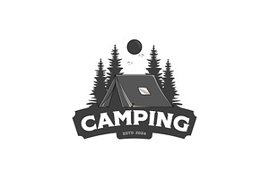 tent in a forest logo vector design, a Branding & Logo Template by Pyruos ID