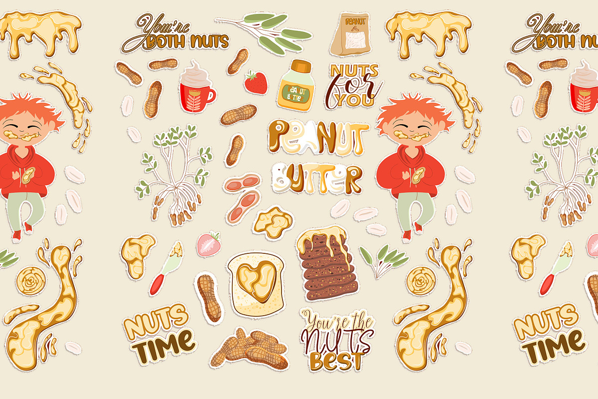 Set of peanut butter stickers | 32, a Stationery Template by Big Squirrel (Photo 3 of 5)