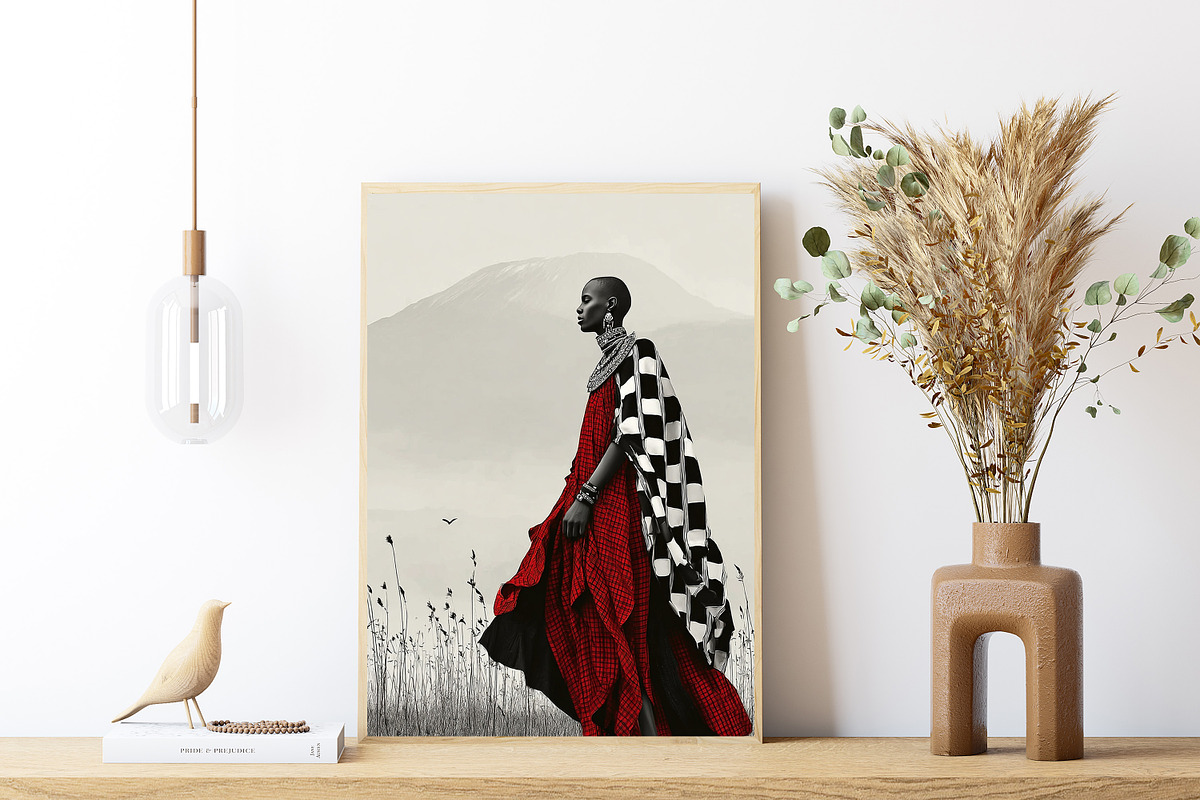 African Maasai Warrior Sunrise Art, a Person Illustration by PrintablesByFranklyn (Photo 6 of 6)