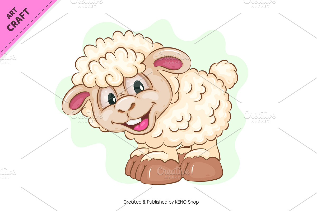 Set of Cartoon Sheeps 01. Clipart., an Animal Illustration by KENO Mascots (Photo 7 of 7)