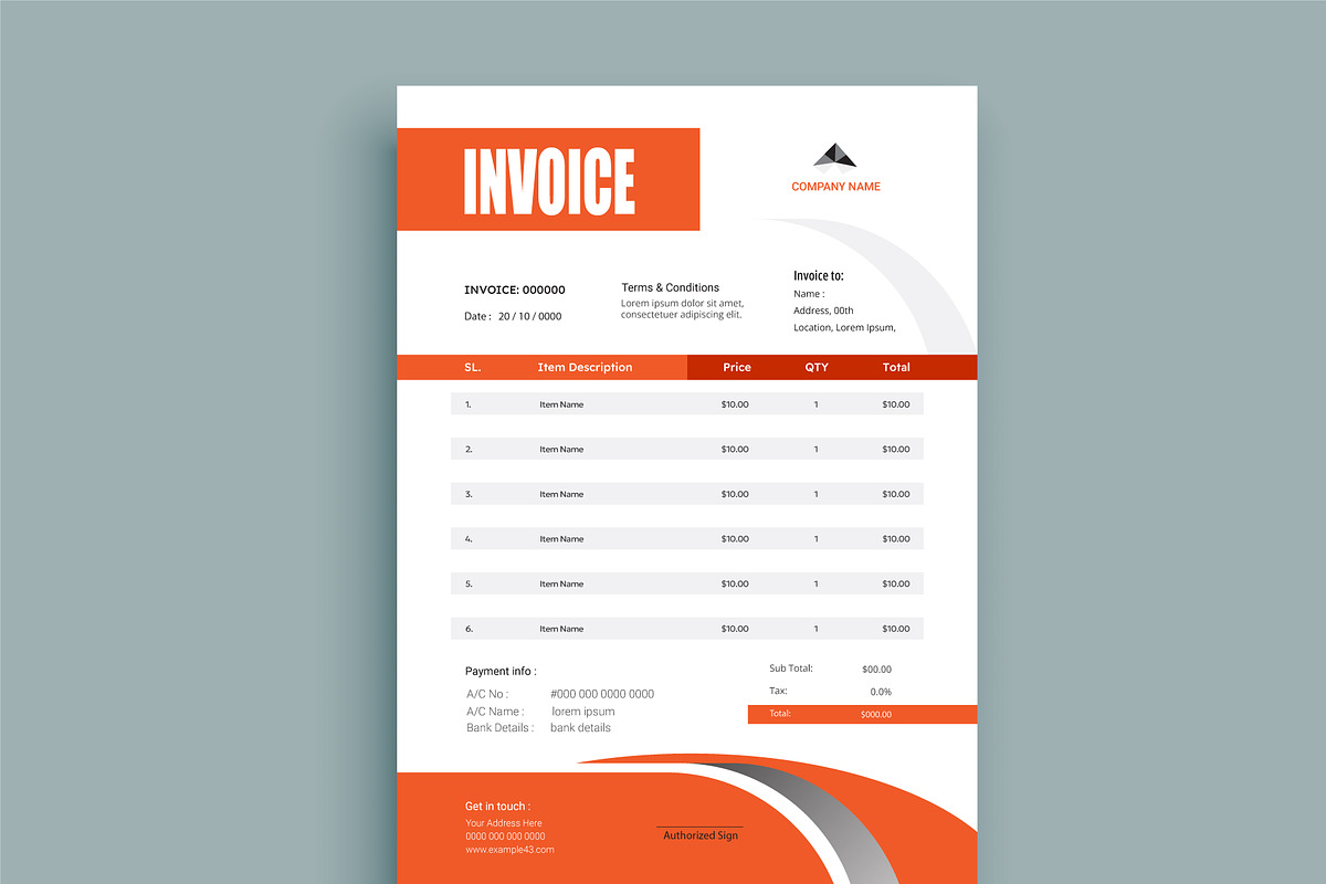 Unique business invoice set, a Stationery Template by hkmonir (Photo 3 of 3)