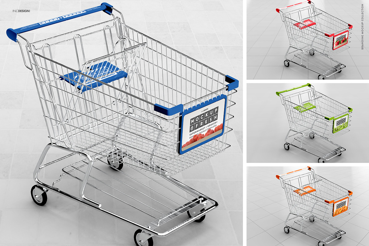 Metal Shopping Cart Branding Mockup, a Product Mockup by INCDesign (Photo 15 of 19)