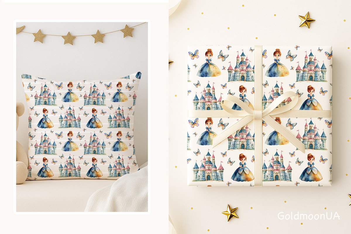Fairytale Princess Pattern & Clipart, a Person Illustration by GoldmoonUA (Photo 4 of 5)