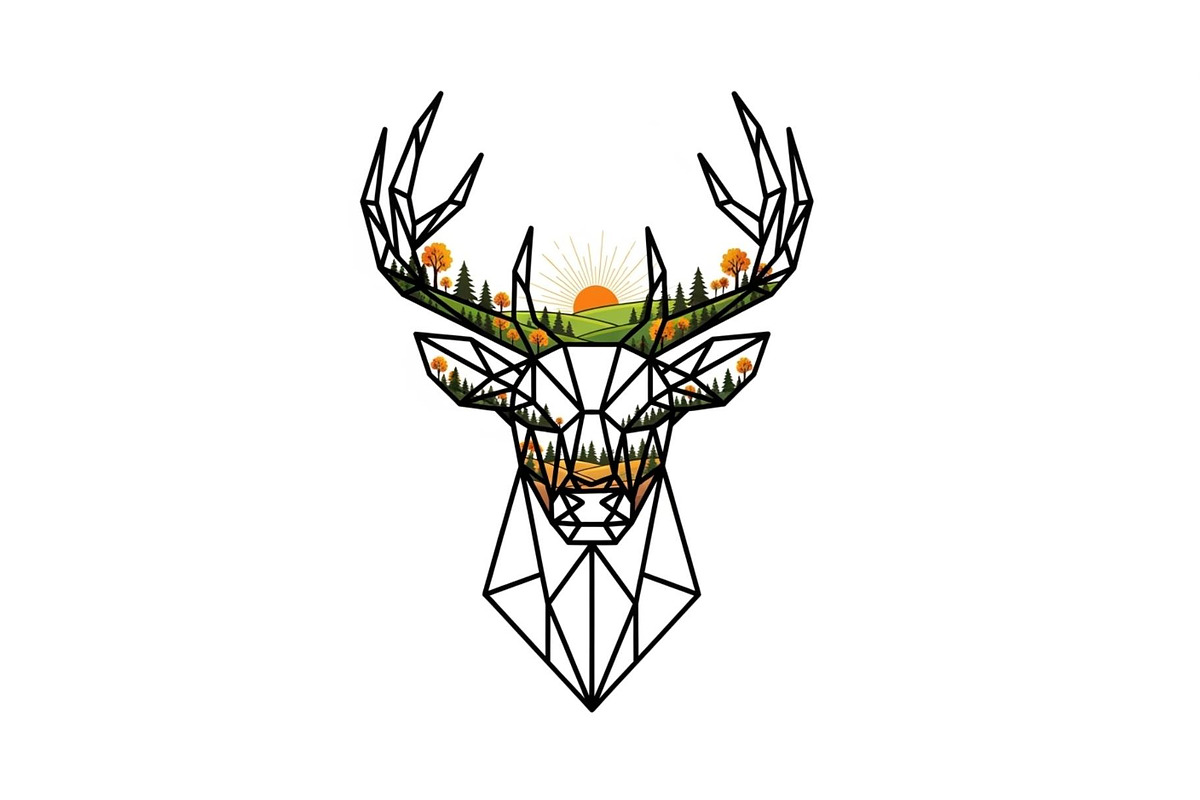 Artistic Geometric Deer Head Bundle, an Illustration by yasushie (Photo 22 of 31)