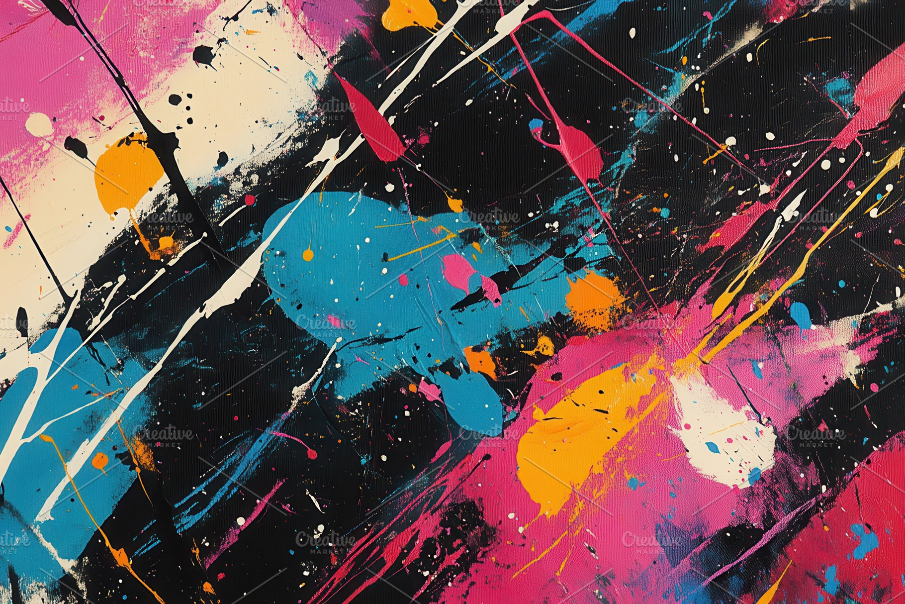 Abstract Colorful Paint Splatter Art, a Photo by Pixeness Studio