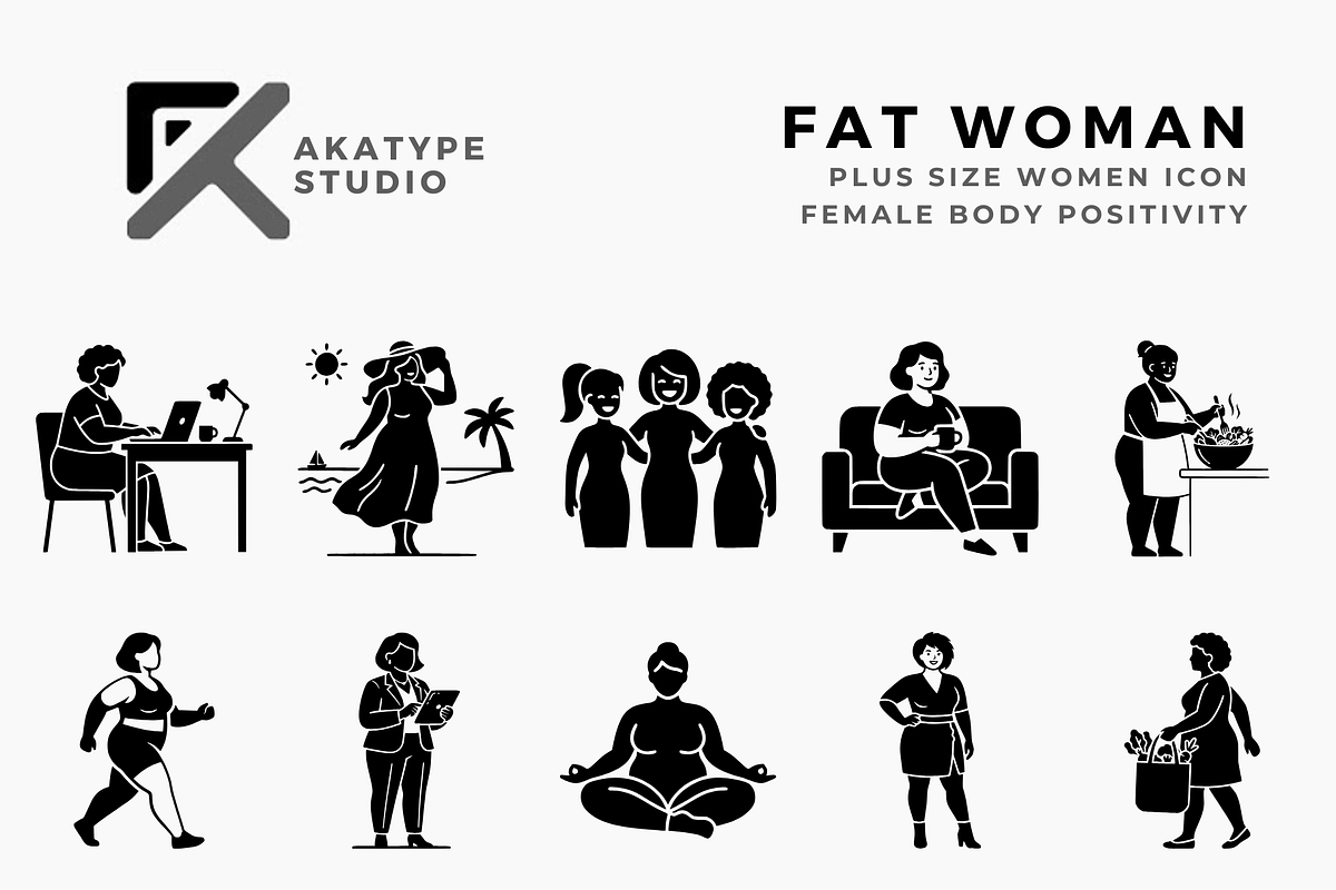 Fat Woman Icon Vector, a Solid Icon by Akatype Studio (Photo 1 of 3)