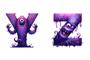 Purple Halloween Monster Alphabet, an Illustration by DreamArtGraphic (Thumbnail 5 of 5)