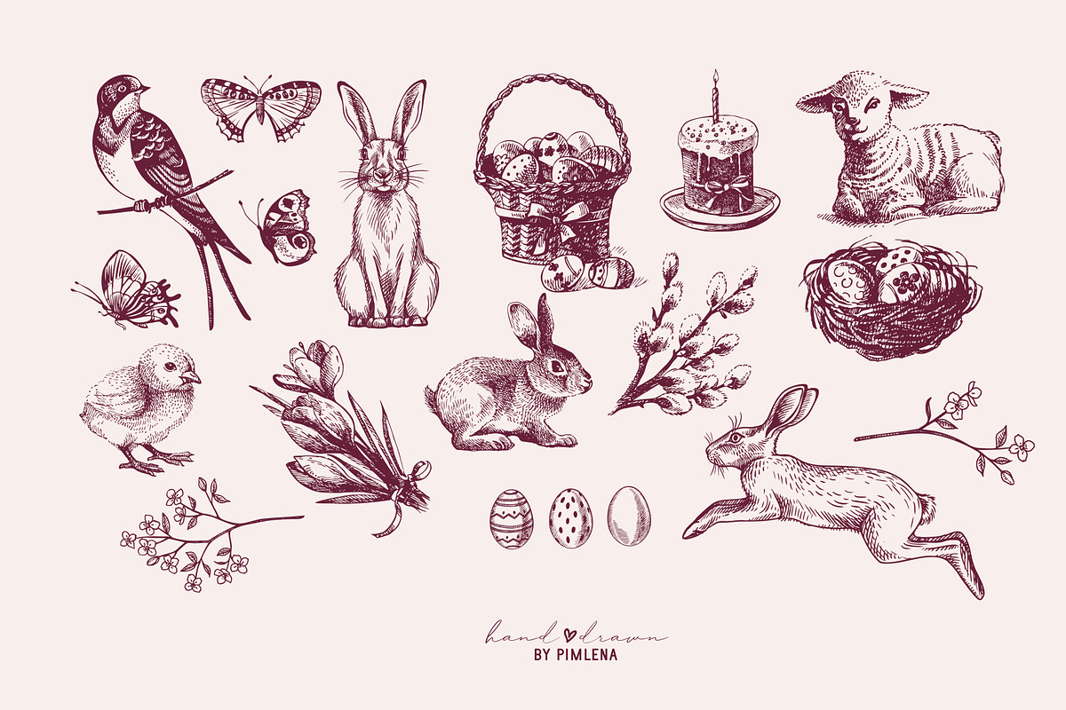 Happy Easter Collection, a Seasonal Illustration by Elena Pimonova (Photo 2 of 7)