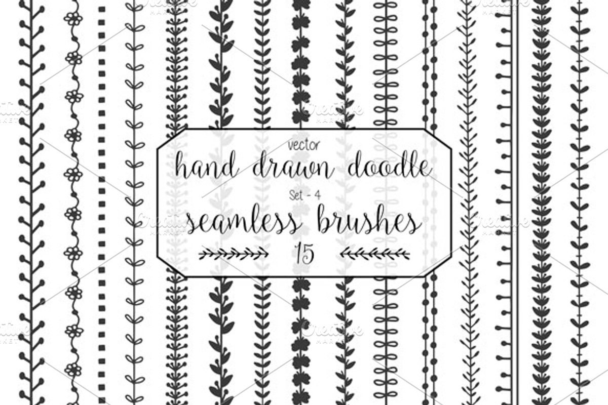 60 doodle vector pattern brushes preview 5