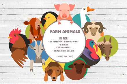 Farm animals icons big bundle