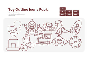 Toys Outline Illustration, an Education Illustration by erifqizeicon