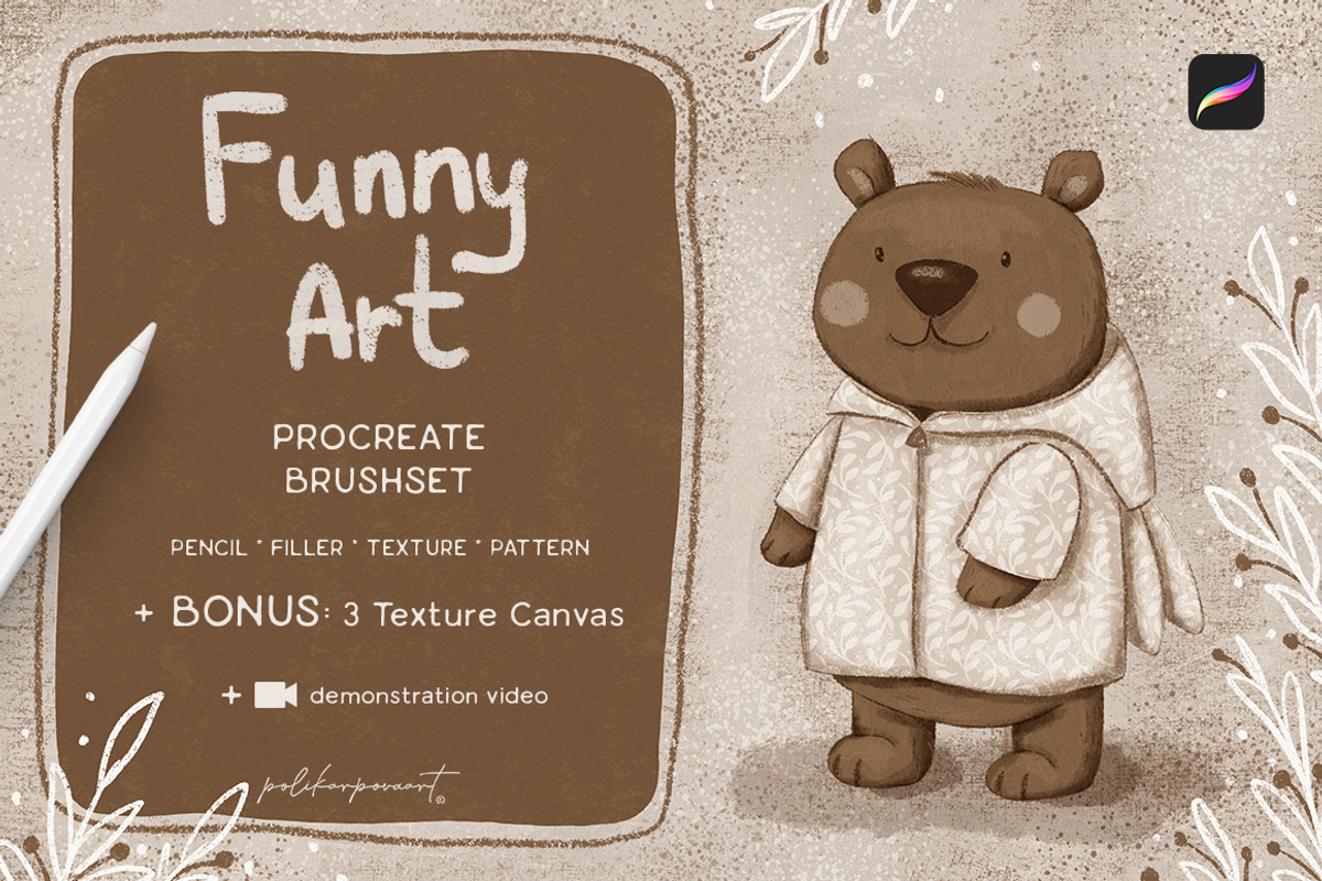 Procreate Brushes & Canvas Funny Art, a Brush Add-On by polikarpovaart (Photo 1 of 13)