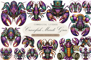 Crawfish Mardi Gras Watercolor Clipa, an Illustration by Sublimation Artist