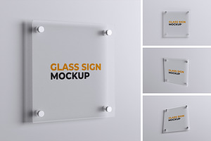 Glass Sign Mockup, an Advertising Mockup by HanaSaka_Studio