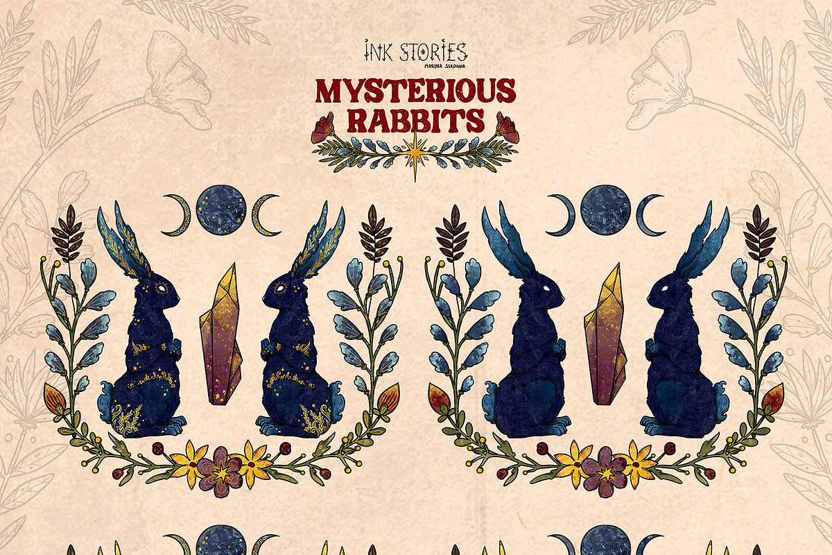 Mysterious Rabbits, an Animal Illustration by Ink Stories