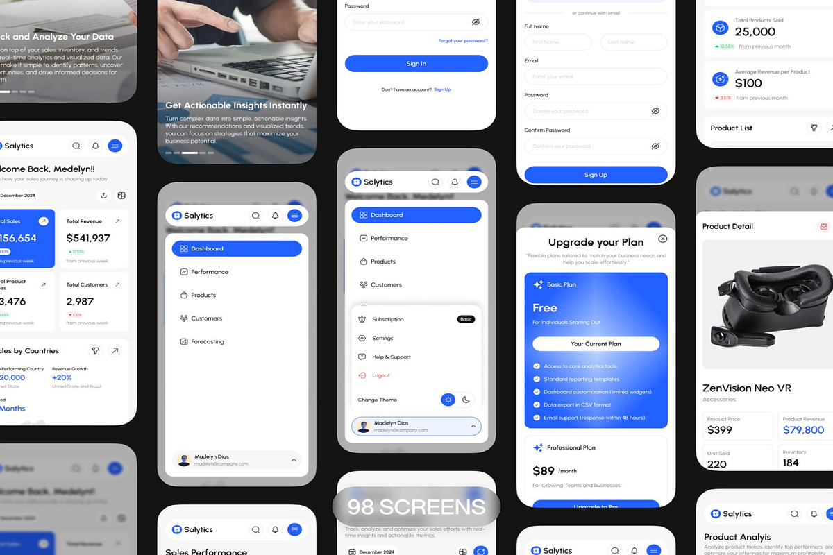Salytics SalesAnalytics Dashboard UI, an UI Kit Template by Creative Perspective (Photo 7 of 7)