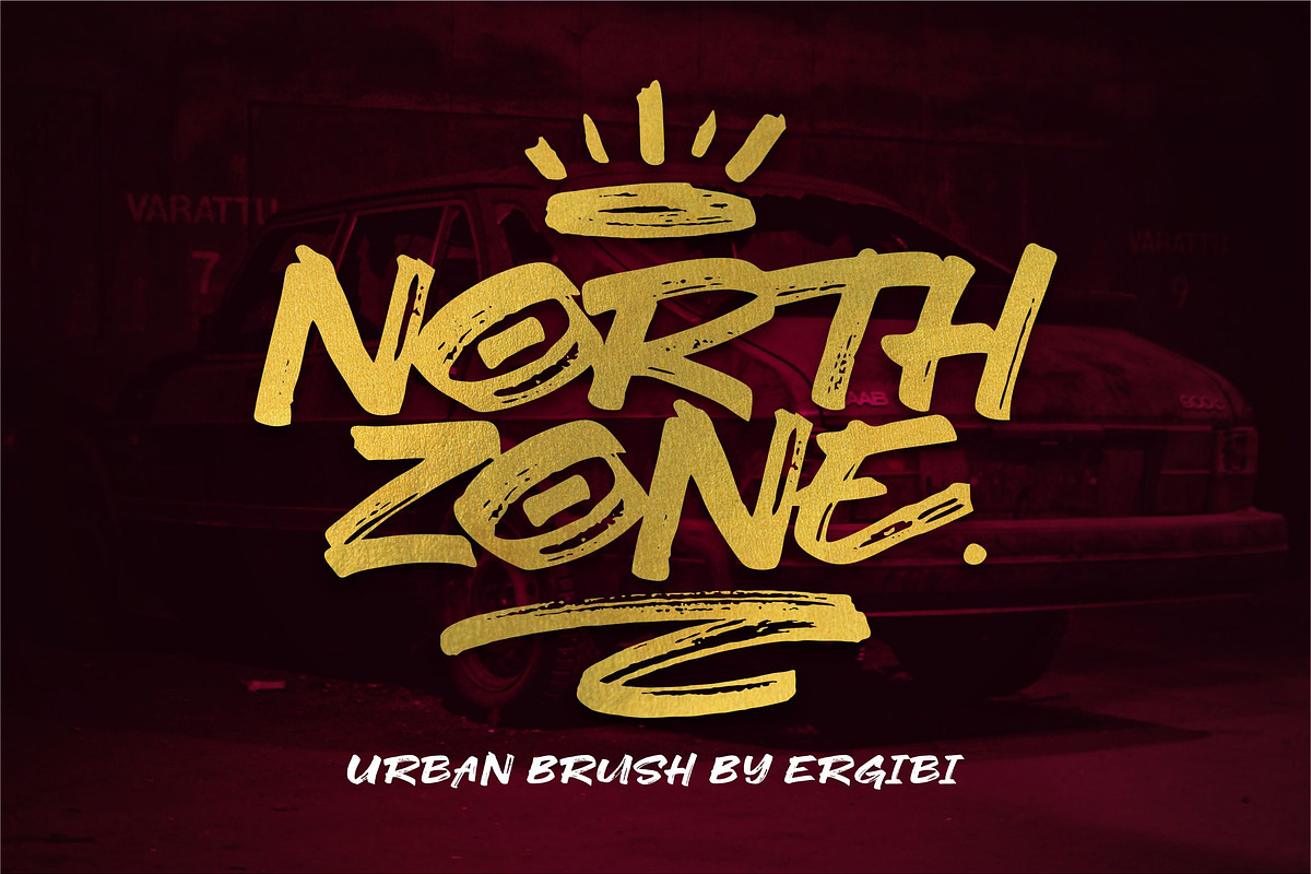 NORTH ZONE. //Urban Brush//, a Blackletter Font by ErgibiStudio (Photo 1 of 12)