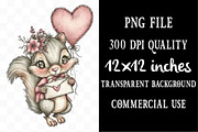 Whimsical Valentine Squirrel Clipart, an Illustration by Designking (Thumbnail 4 of 5)