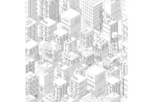 Buildings City Seamless Pattern