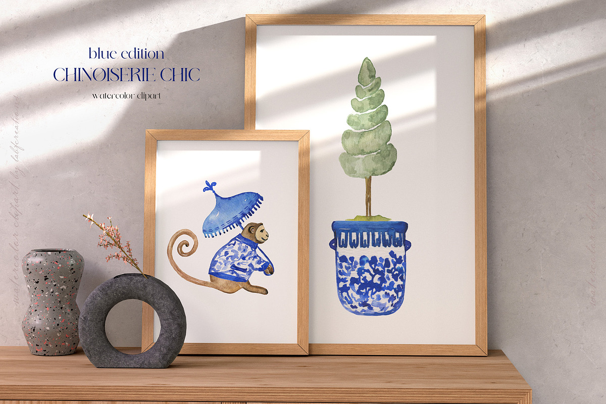 Chinoiserie Blue Watercolor, a Decorative Illustration by LABFcreations (Photo 8 of 10)