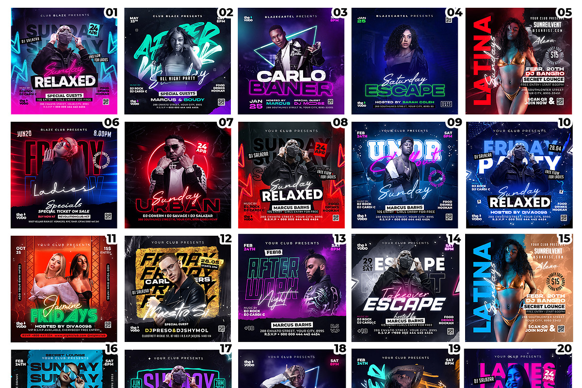 100 Party Flyers Bundle Canva 4x4, a Flyer Template by FLYERHIVE (Photo 2 of 7)