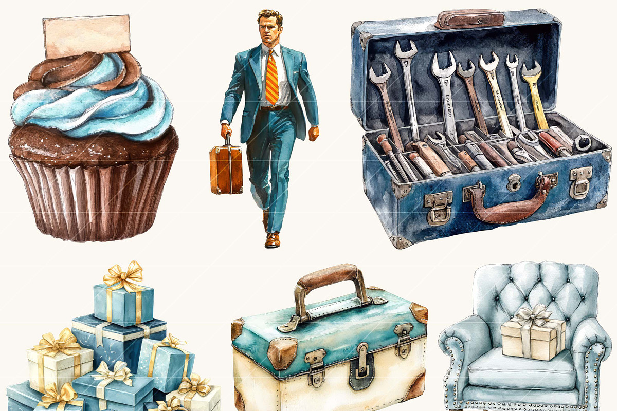 Happy Father's Day Clipart Bundle, a Seasonal Illustration by Design Scotch (Photo 4 of 8)