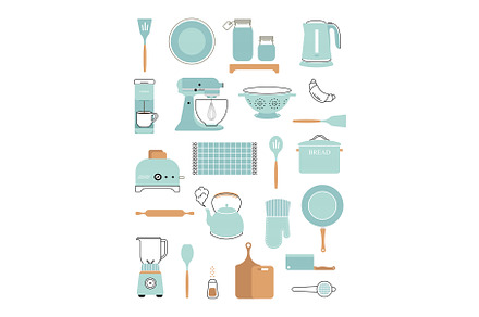 vector kitchen vintage tools set