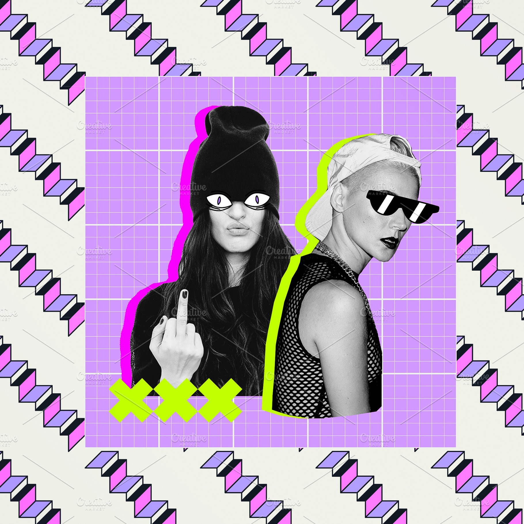 contemporary digital collage art. Fashion girls party clubbing s, a Beauty & Fashion Photo by Jenya Porechenskaya