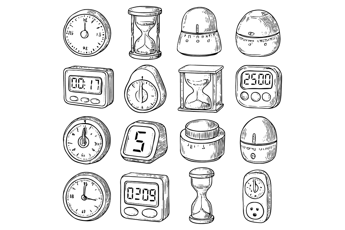 Timer and Counter Types Illustrated, an Object Graphic by RT Studio