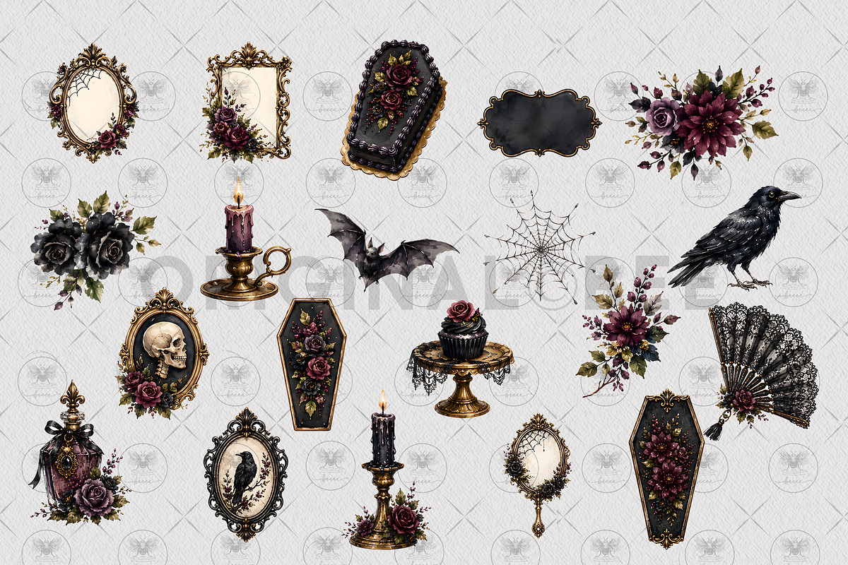 Dark Gothic Halloween Clipart, a Decorative Illustration by BigCakeBee (Photo 3 of 4)