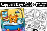 Bold Easy Capybara Days Coloring Pag, an Animal Illustration by Coco Bloom (Thumbnail 1 of 8)