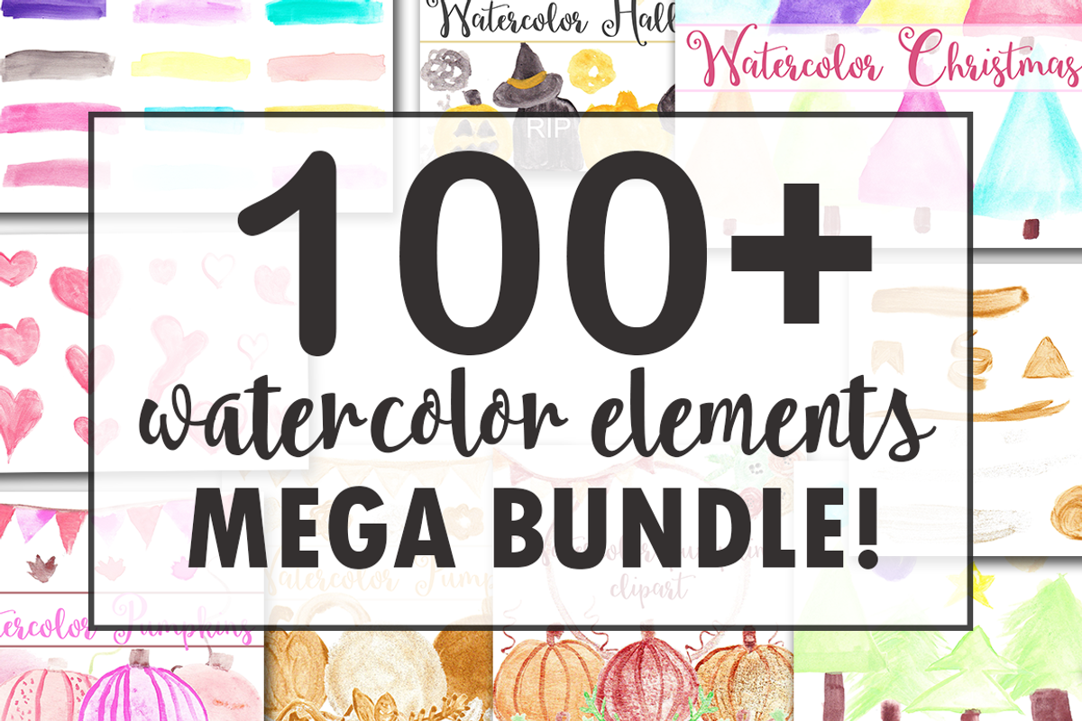 70% OFF watercolor clipart bundle, an Illustration by Pinkinks (Photo 1 of 9)