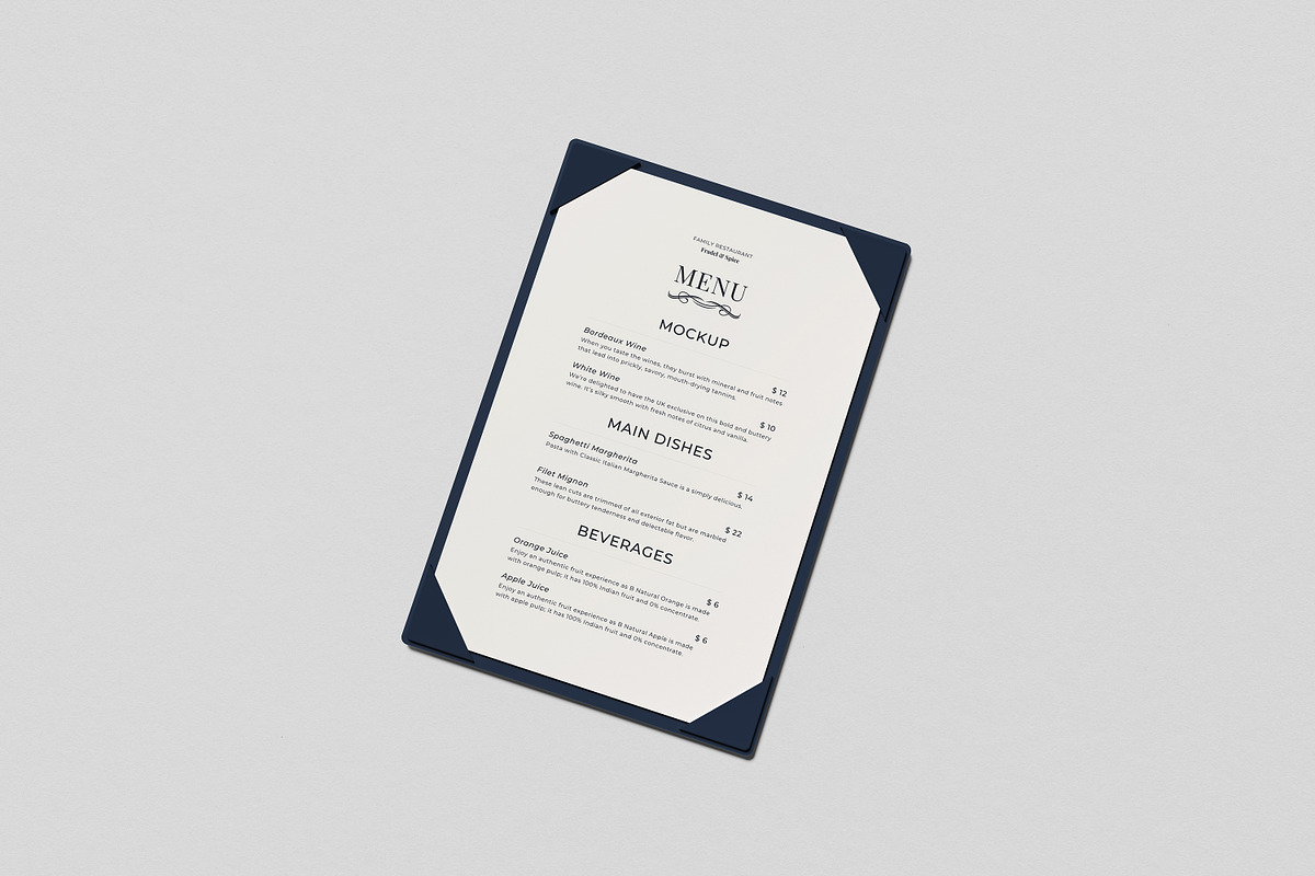Restaurant Menu Mockup, an Advertising Mockup by AnasStudio (Photo 5 of 5)