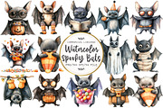 Halloween Quirky Funny Bats Clipart, an Illustration by OK Design (Thumbnail 1 of 5)