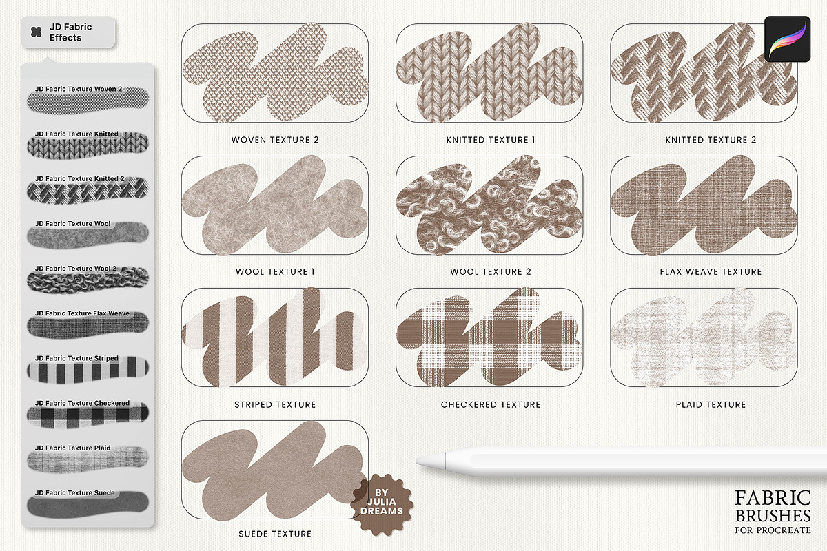 Fabric Effects Brushes Procreate, a Brush Add-On by Julia Dreams (Photo 4 of 6)