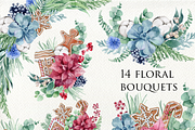 Watercolor set of winter fir wreaths, a Decorative Illustration by Antikva17 (Thumbnail 4 of 7)