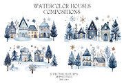 Watercolor Winter Blue houses, an Object Illustration by Evgeniia (Thumbnail 2 of 6)
