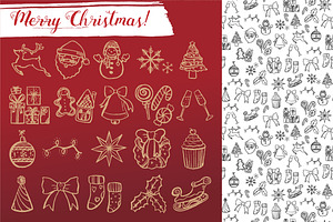 Xmas doodle icons + patterns