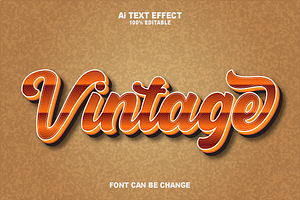 Illustration Vintage 3D Text Effect