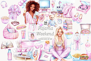 Cozy Pajama Party Clipart Set, a Healthcare Illustration by GlamArtZhanna