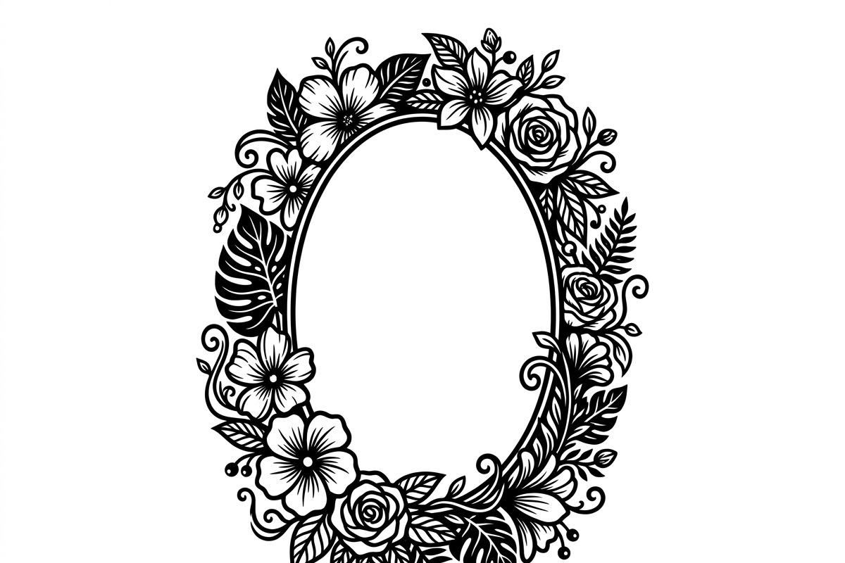 50 Elegant Floral Oval Mirror Frame, a Decorative Illustration by Amazin_art (Photo 20 of 29)