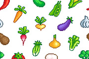 Vegetables seamless pattern. Pixel, a Food Illustration by LadadikArt (Thumbnail 2 of 3)
