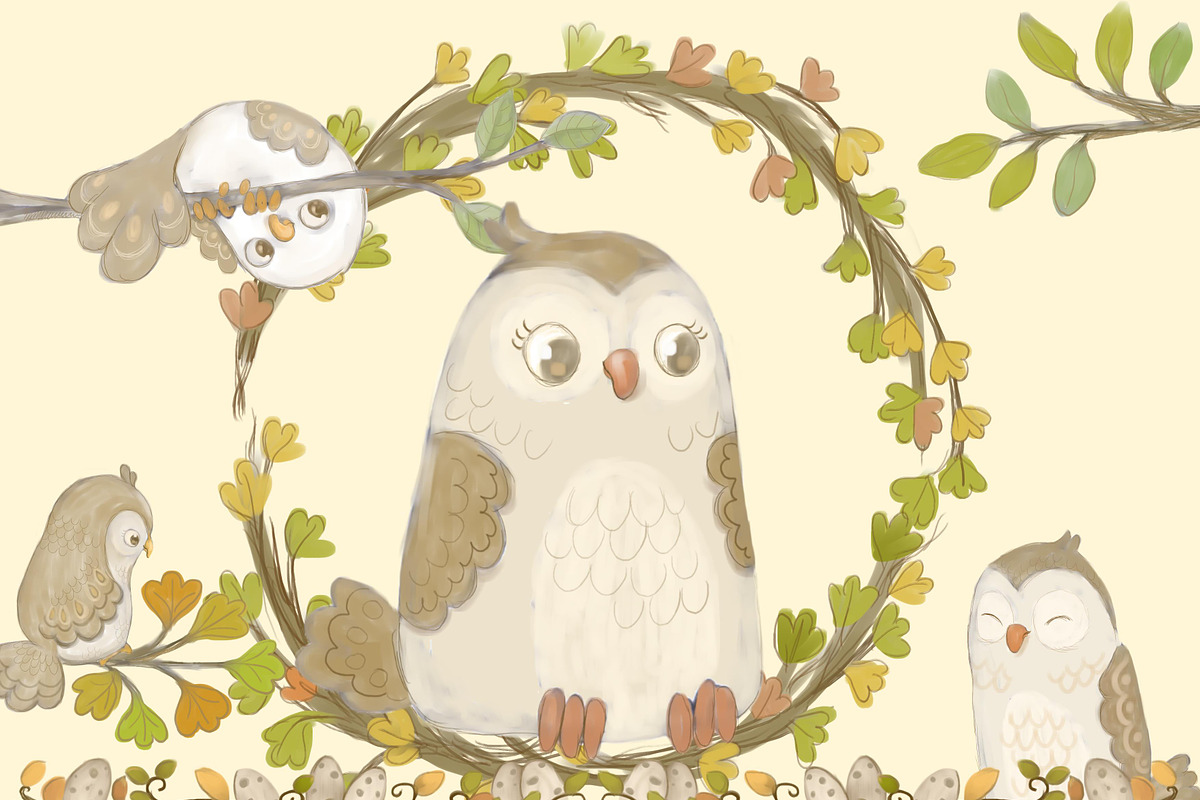 Little Owls Clipart, a Decorative Illustration by Paper Doll Pets (Photo 2 of 6)