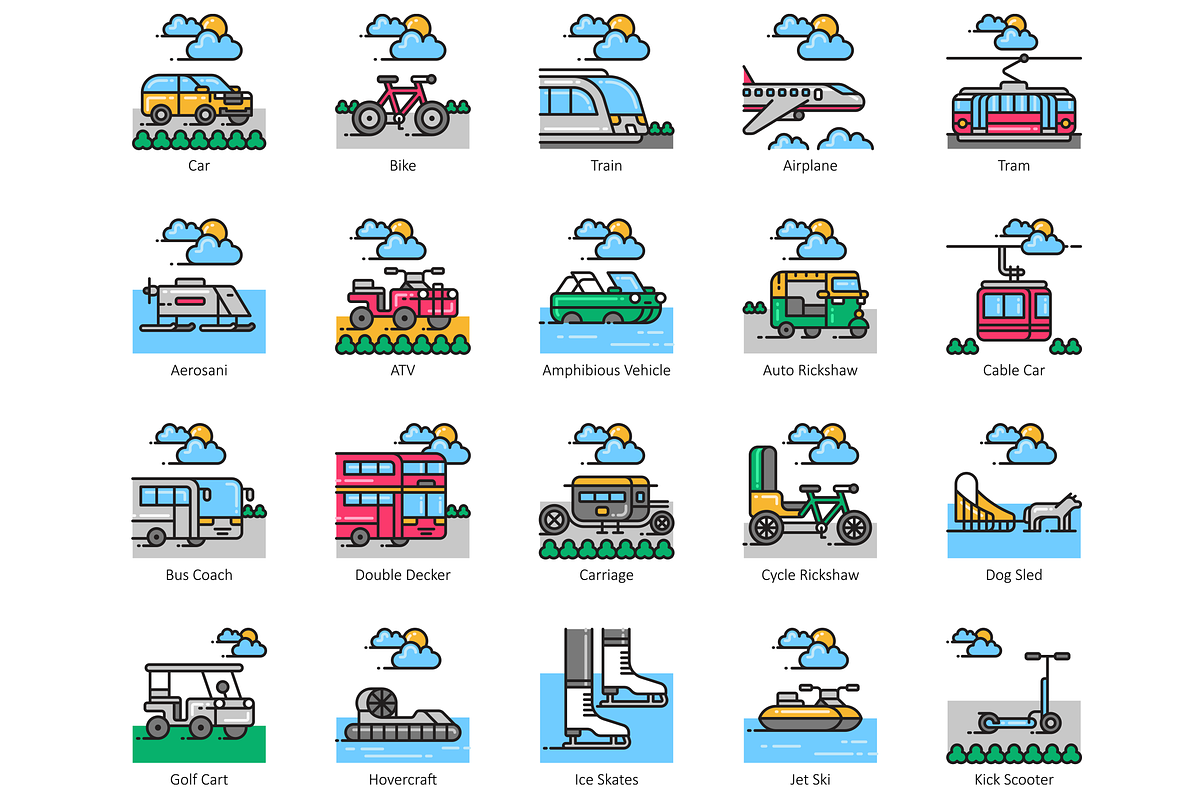 80 Transportation Icons | Aesthetic, an Outline Icon by Flat Icons (Photo 4 of 8)