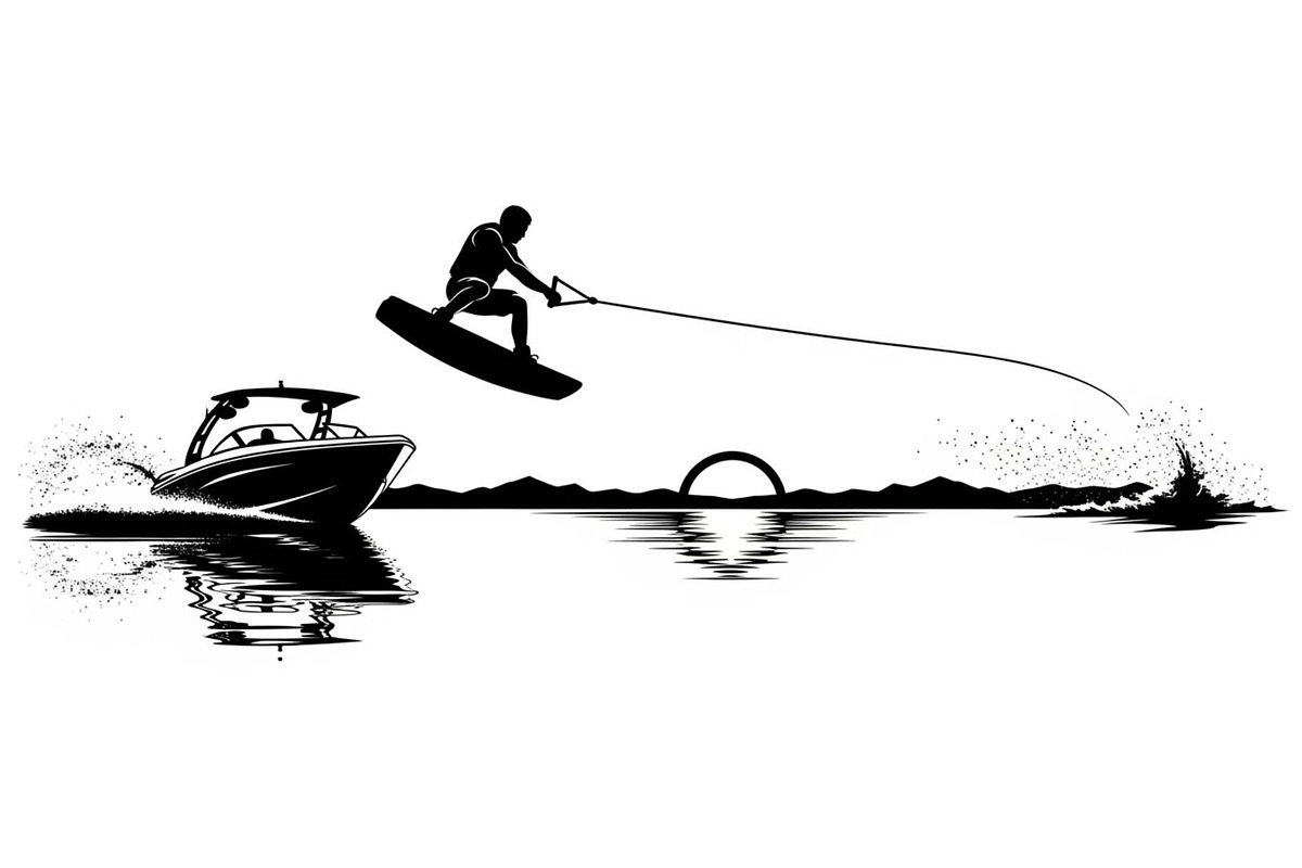 Water Ski Silhouette Vector Bundle, an Illustration by Designs_River (Photo 38 of 51)